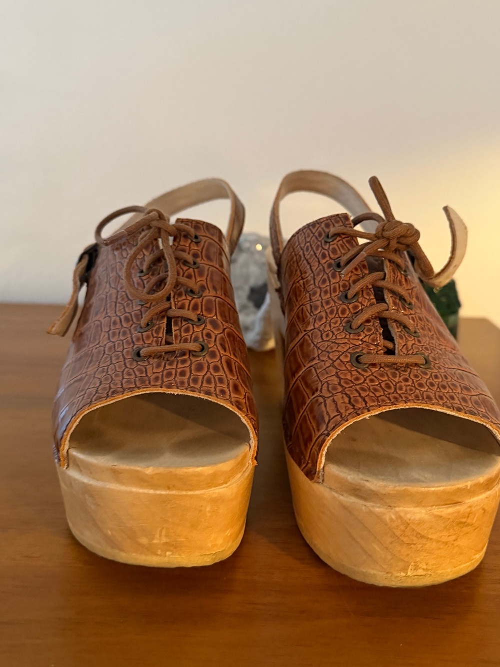 Rachel Comey Brown Croc-Embossed Leather Platform Sandals